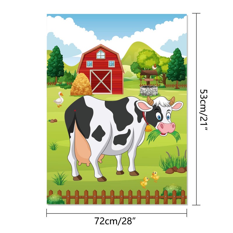 FEPITO Pin The Tail on The Cow Birthday Party Game with 24 Pcs Tails for Decorations, Kids Birthday Party Decorations - Image 2